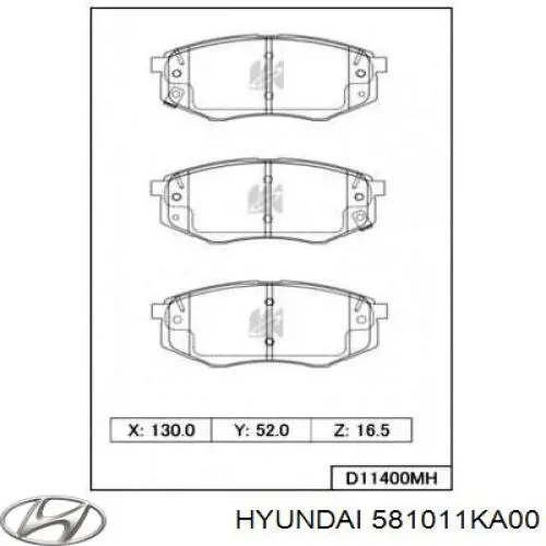 Купити 581011KA00 Hyundai/Kia Колодки гальмівні передні, дискові