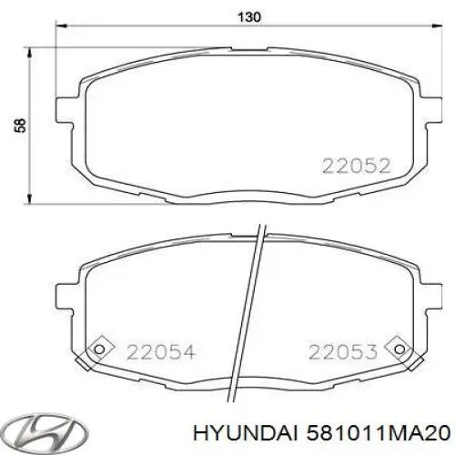 Колодки гальмівні передні, дискові 581011MA20 Hyundai/Kia