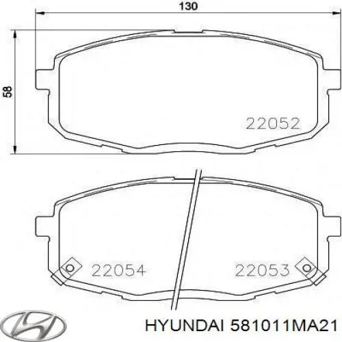 Колодки гальмівні передні, дискові 581011MA21 Hyundai/Kia