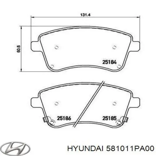 Купити 581011PA00 Hyundai/Kia Колодки гальмівні передні, дискові