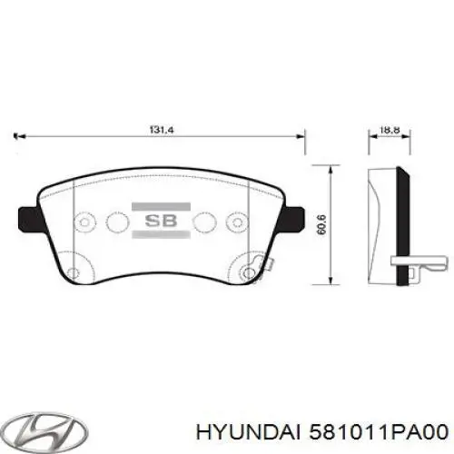 Передні тормозні колодки 581011PA00 Hyundai/Kia