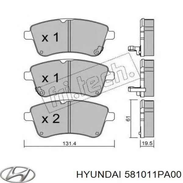 Гальмівні колодки Hyundai/Kia 581011PA00 ціна, від 27.65 USD