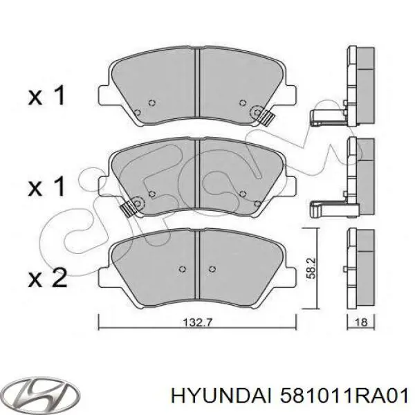 581011RA01 Hyundai/Kia колодки гальмівні передні, дискові
