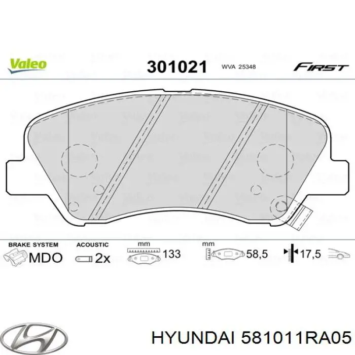 Купити 581011RA05 Hyundai/Kia Колодки гальмівні передні, дискові