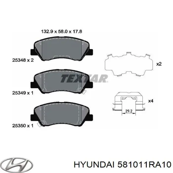 581011RA10 Hyundai/Kia колодки гальмівні передні, дискові