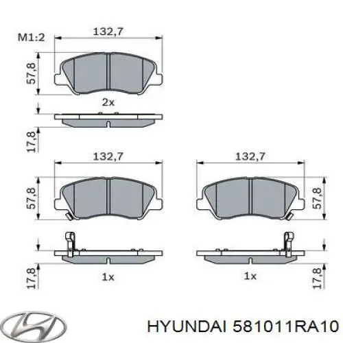 Гальмівні колодки Hyundai/Kia 581011RA10 ціна, від 27.99 USD