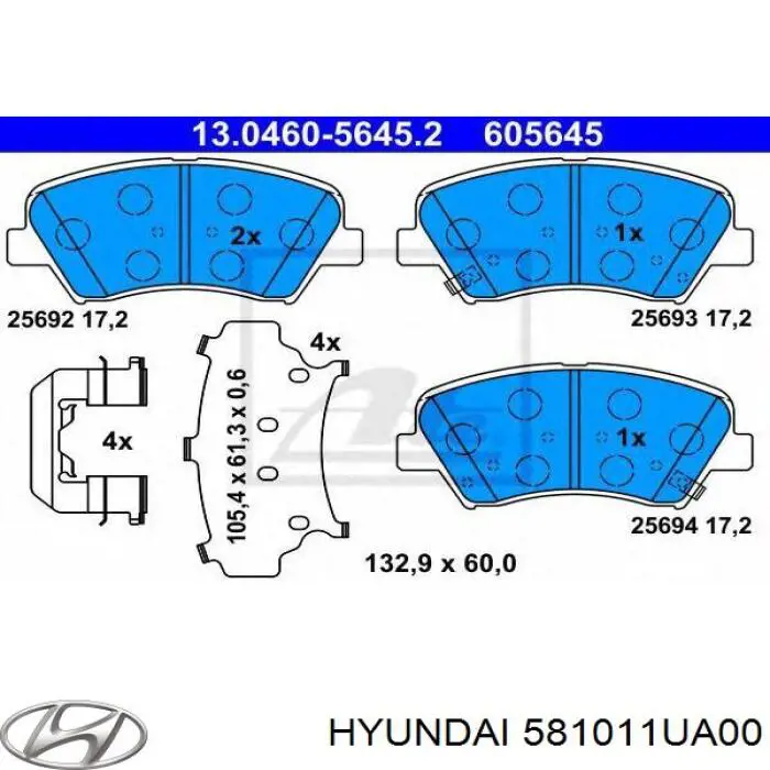 581011UA00 Hyundai/Kia Передні гальмівні колодки