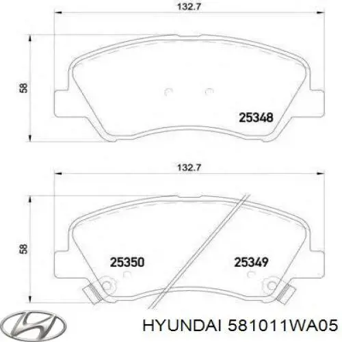 Купити 581011WA05 Hyundai/Kia Колодки гальмівні передні, дискові