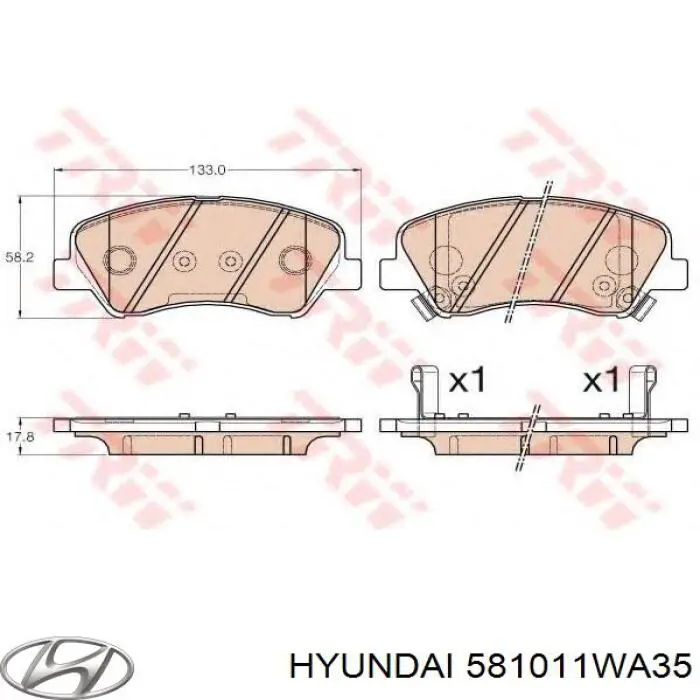 Гальмівні колодки Hyundai/Kia 581011WA35 ціна, від 18.91 USD