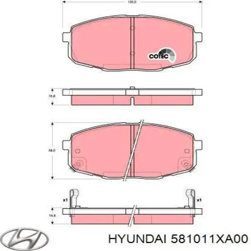 Колодки гальмівні передні, дискові 581011XA00 Hyundai/Kia