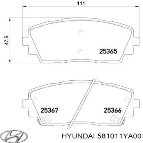 Купити 581011YA00 Hyundai/Kia Колодки гальмівні передні, дискові