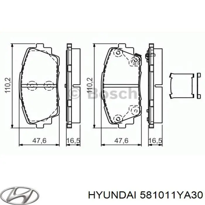 Купити 581011YA30 Hyundai/Kia Колодки гальмівні передні, дискові