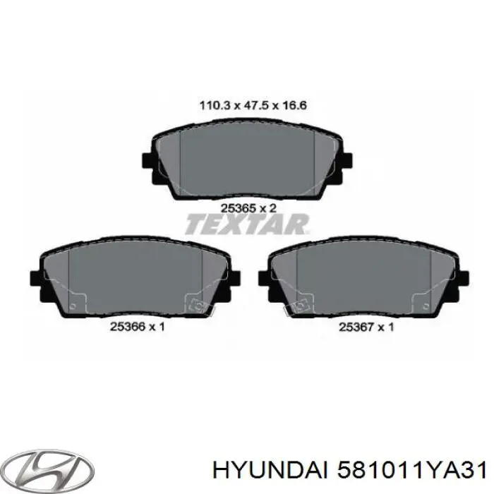 Передні тормозні колодки 581011YA31 Hyundai/Kia