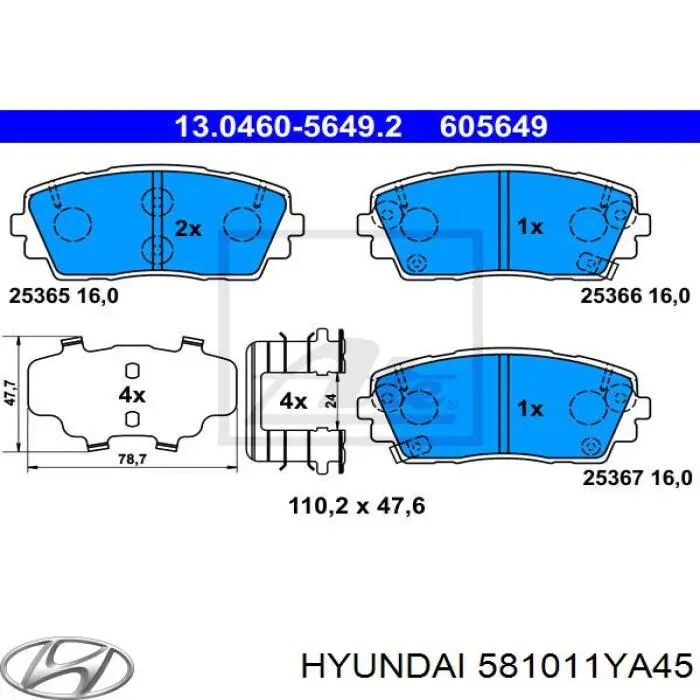  581011YA45 Hyundai/Kia