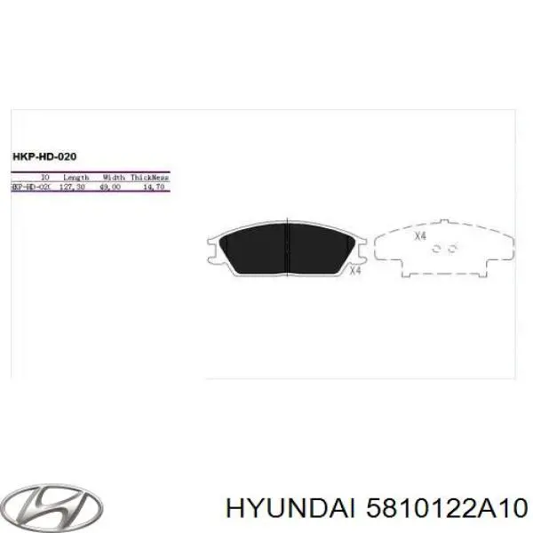 5810122A10 Hyundai/Kia колодки гальмівні передні, дискові