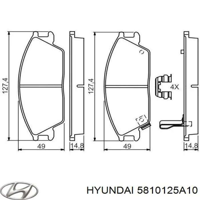 5810125A10 Hyundai/Kia Передні гальмівні колодки