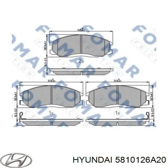 Передні тормозні колодки 5810126A20 Hyundai/Kia