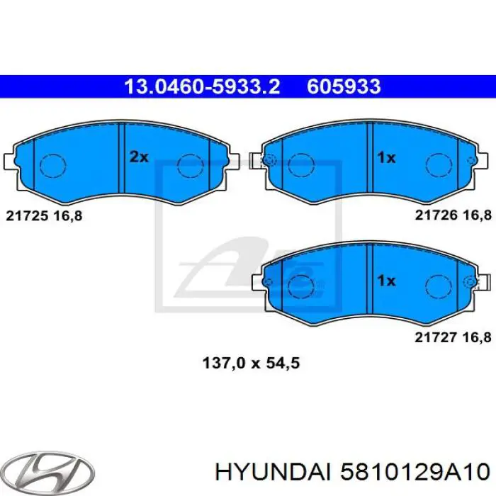 5810129A10 Hyundai/Kia колодки гальмівні передні, дискові