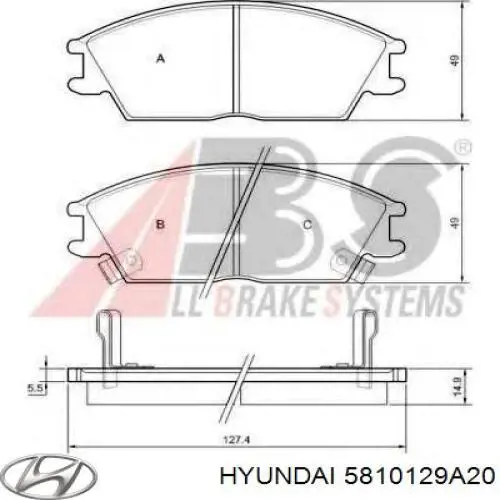 Купити 5810129A20 Hyundai/Kia Колодки гальмівні передні, дискові