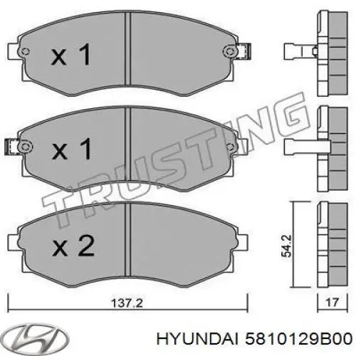 Купити 5810129B00 Hyundai/Kia Колодки гальмівні передні, дискові