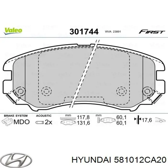 Гальмівні колодки Hyundai/Kia 581012CA20 ціна, від 17.54 USD