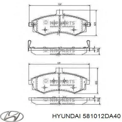Передні тормозні колодки 581012DA40 Hyundai/Kia