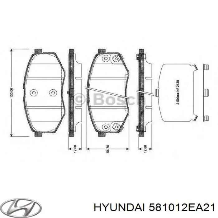 Передні тормозні колодки 581012EA21 Hyundai/Kia