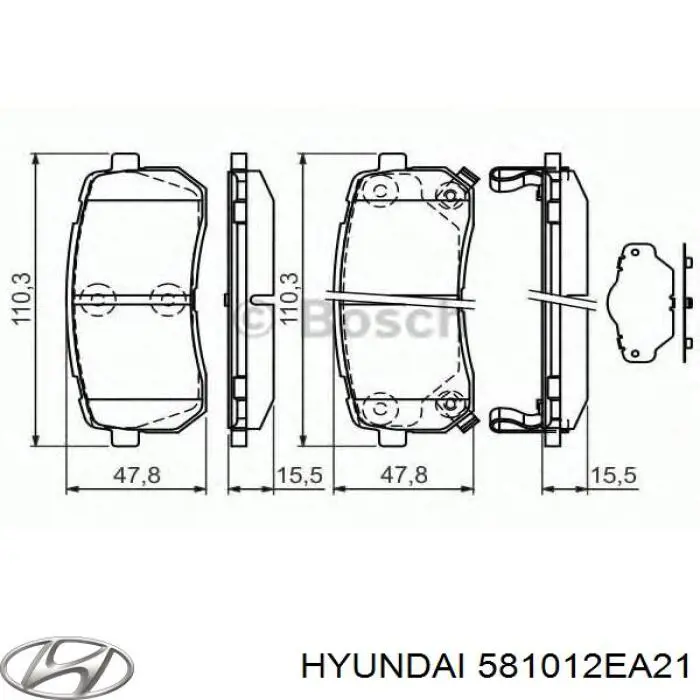 Купити 581012EA21 Hyundai/Kia Колодки гальмівні передні, дискові