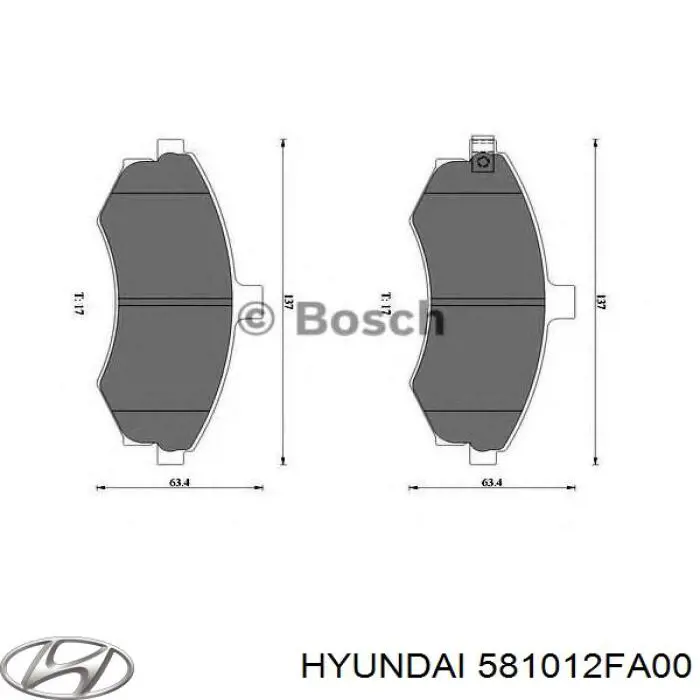 Колодки гальмівні передні, дискові 581012FA00 Hyundai/Kia