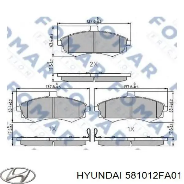 Купити 581012FA01 Hyundai/Kia Колодки гальмівні передні, дискові