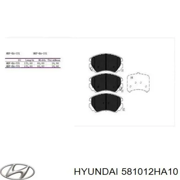 Купити 581012HA10 Hyundai/Kia Колодки гальмівні передні, дискові