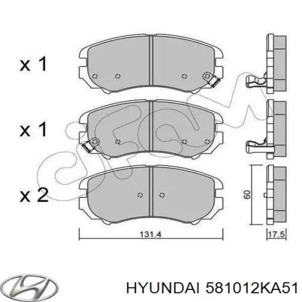 Гальмівні колодки Hyundai/Kia 581012KA51 ціна, від 20.14 USD
