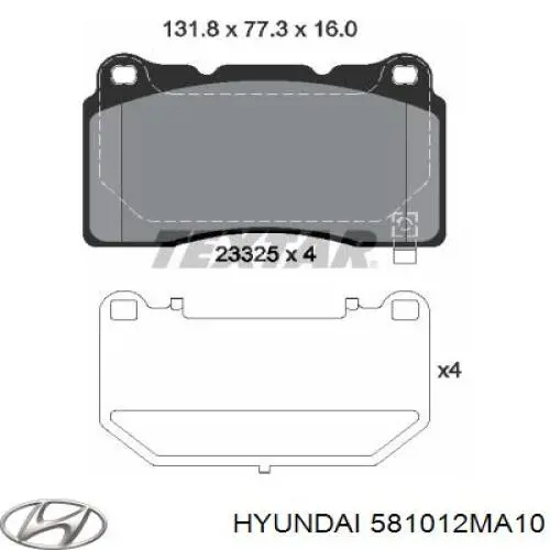 581012MA10 Hyundai/Kia Передні гальмівні колодки
