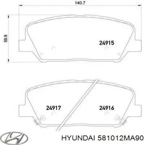 Купити 581012MA90 Hyundai/Kia Колодки гальмівні передні, дискові