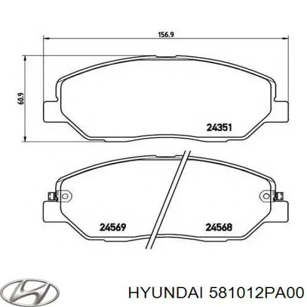 Купити 581012PA00 Hyundai/Kia Колодки гальмівні передні, дискові