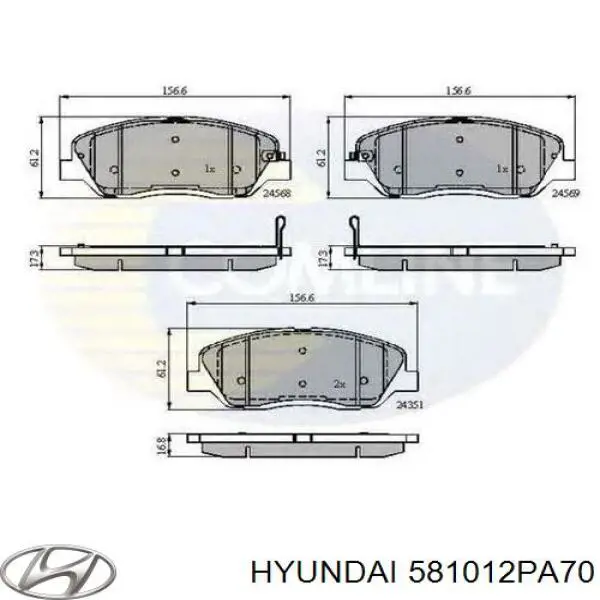 Гальмівні колодки Hyundai/Kia 581012PA70 ціна, від 27.84 USD