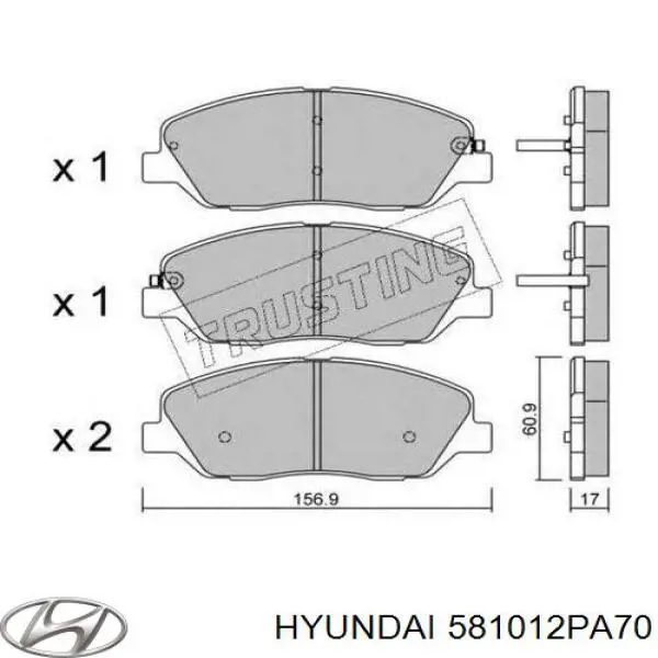 Передні тормозні колодки 581012PA70 Hyundai/Kia