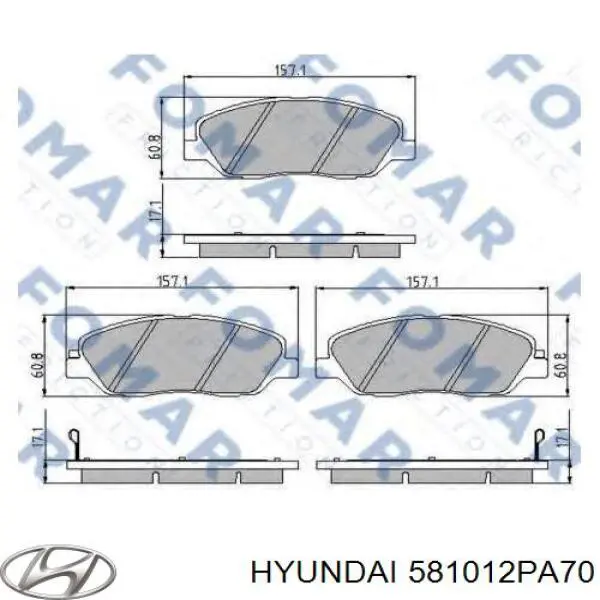 581012PA70 Hyundai/Kia колодки гальмівні передні, дискові