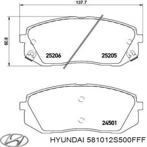 581012S500FFF Hyundai/Kia колодки гальмівні передні, дискові