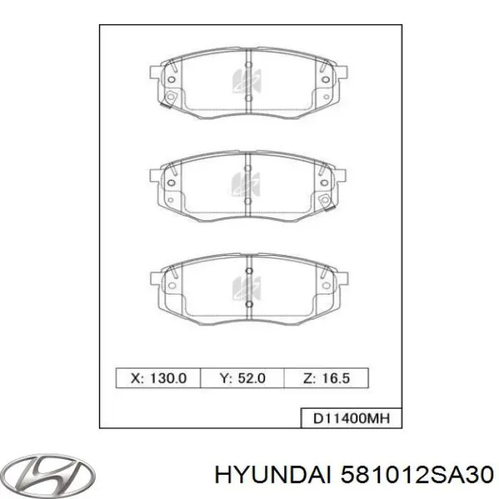 Передні тормозні колодки 581012SA30 Hyundai/Kia