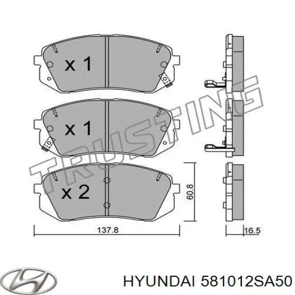 Колодки гальмівні передні, дискові 581012SA50 Hyundai/Kia