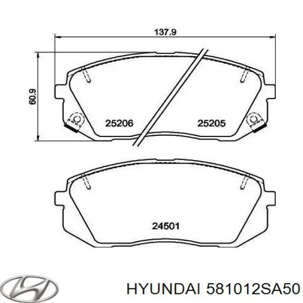 Гальмівні колодки Hyundai/Kia 581012SA50 ціна, від 29.40 USD