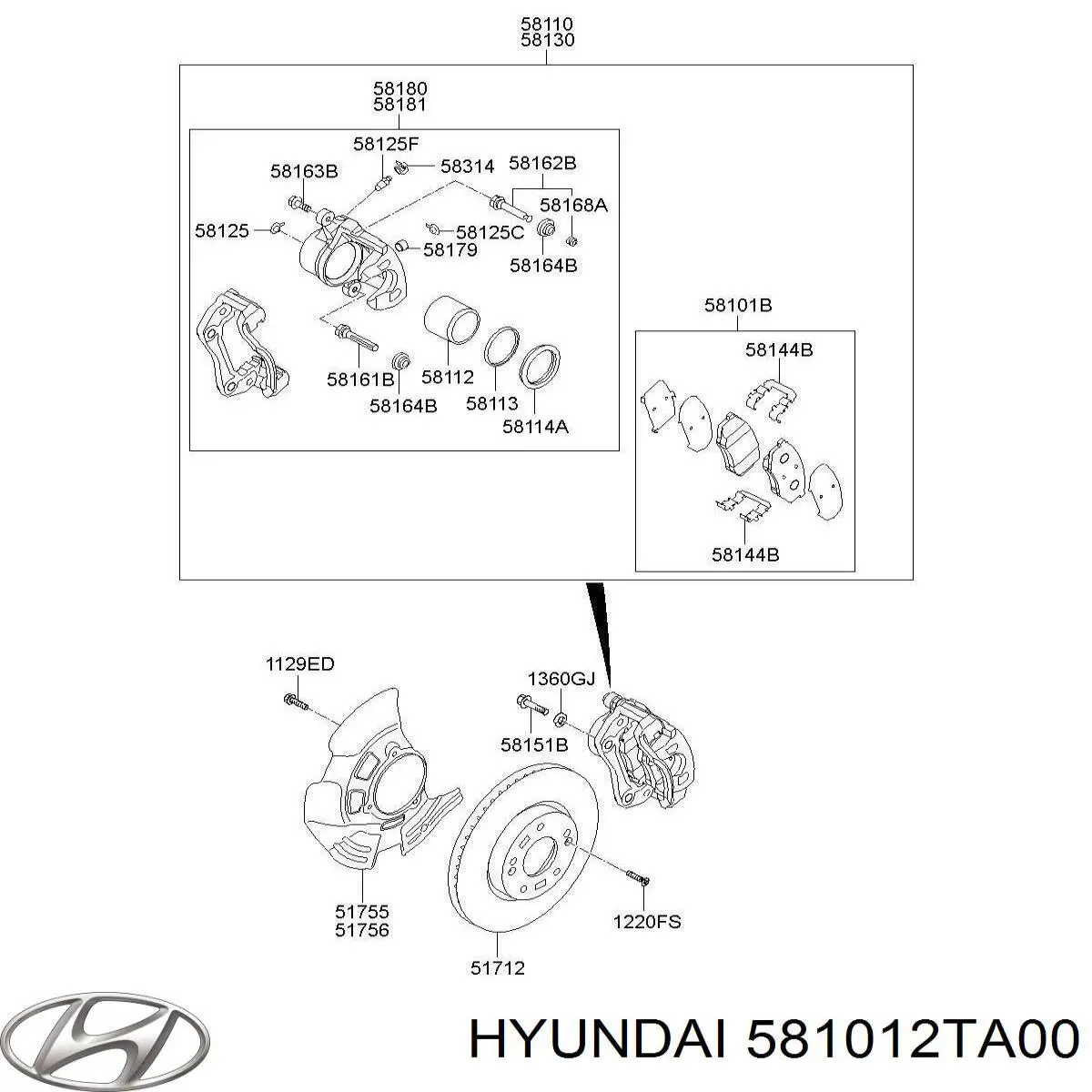 Передні тормозні колодки 581012TA00 Hyundai/Kia
