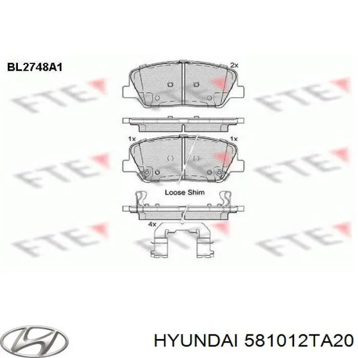 Гальмівні колодки Hyundai/Kia 581012TA20 ціна, від 24.70 USD