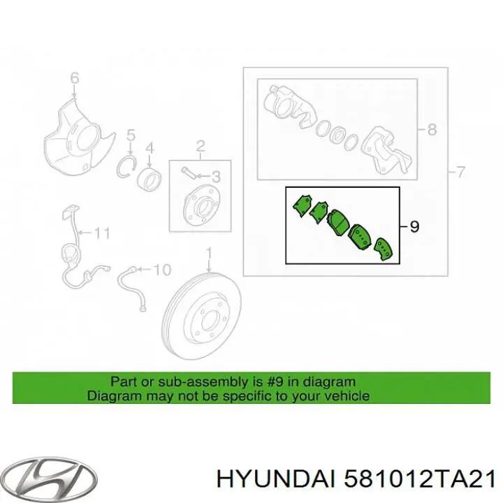 Купити 581012TA21 Hyundai/Kia Колодки гальмівні передні, дискові
