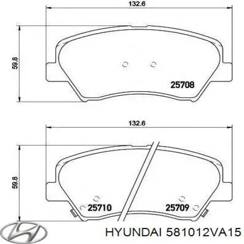 Колодки гальмівні передні, дискові 581012VA15 Hyundai/Kia