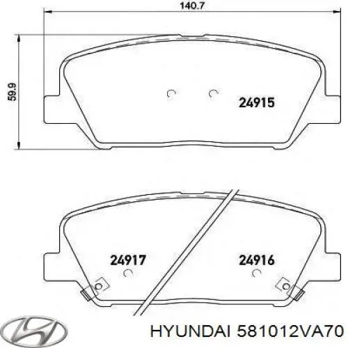 581012VA70 Hyundai/Kia колодки гальмівні передні, дискові