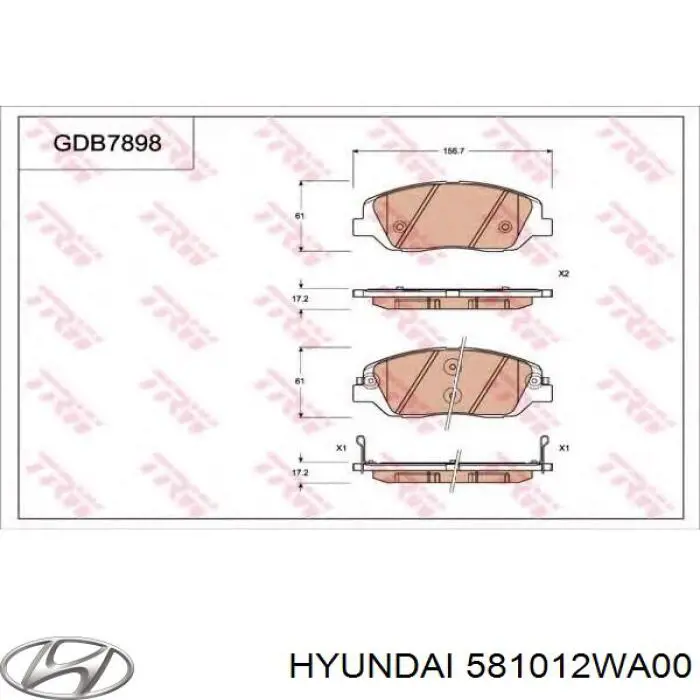 581012WA00 Hyundai/Kia Передні гальмівні колодки
