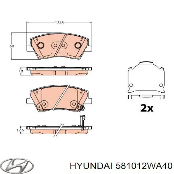 Гальмівні колодки Hyundai/Kia 581012WA40 ціна, від 25.00 USD