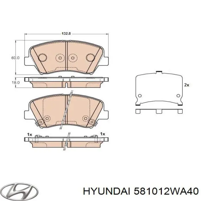 Купити 581012WA40 Hyundai/Kia Колодки гальмівні передні, дискові